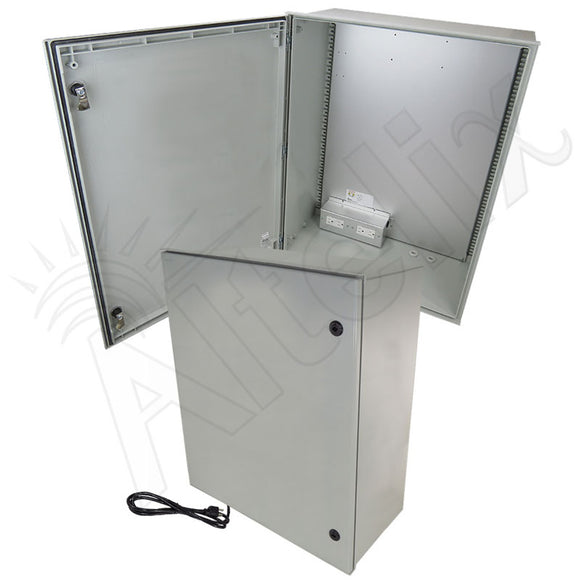 Altelix NEMA 3X Fiberglass Weatherproof Enclosure with Equipment Mounting Plate, 120 VAC Outlets & Power Cord