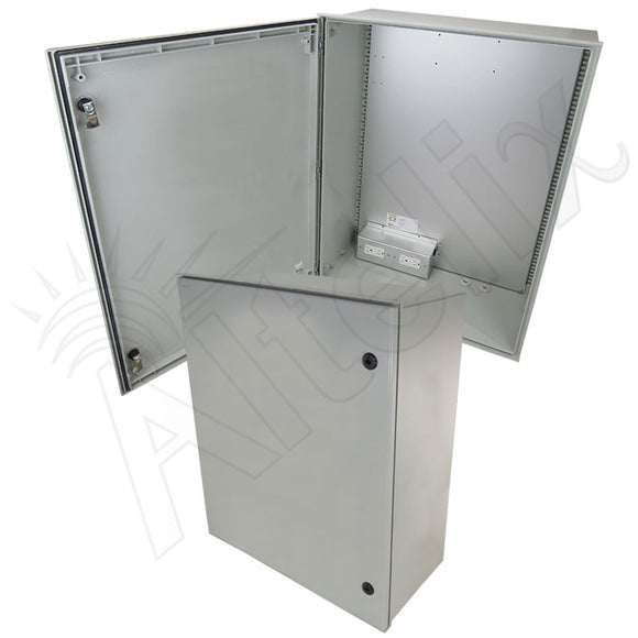 Altelix NEMA 4X Heated Fiberglass Weatherproof Enclosure with Equipment Mounting Plate & 120 VAC Outlets