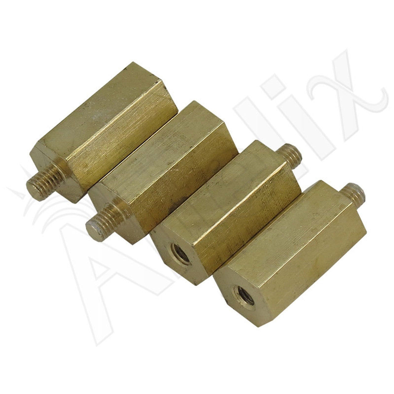 1 Inch (25mm) Brass Hex Standoff, M5 Thread - 4-Pack | EnclosureHub