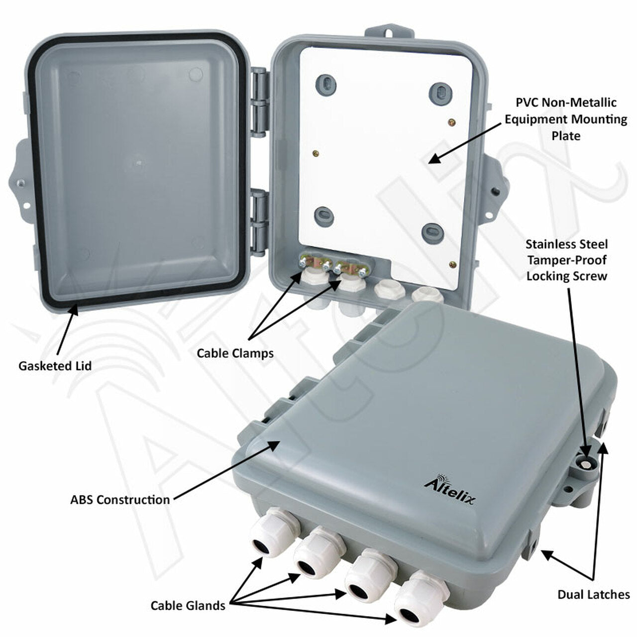 Altelix 9x8x3 IP66 NEMA 4X PC+ABS Indoor / Outdoor RF Transparent WiFi Access Point Enclosure with PVC Non-Metallic Equipment Mounting Plate-2