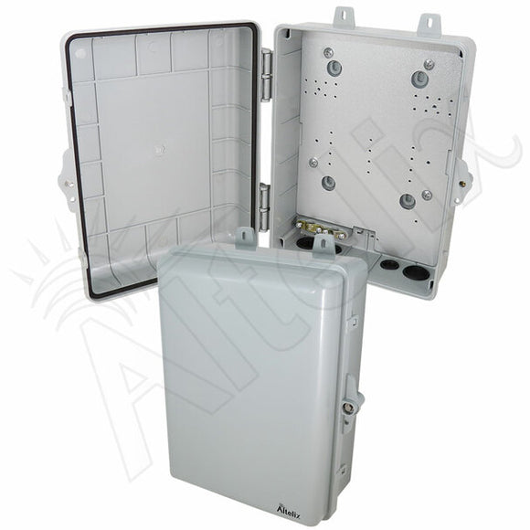 Altelix 12x9x5 IP66 NEMA 4X PC+ABS Weatherproof Utility Box with Hinged Door and Aluminum Mounting Plate