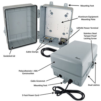 Buy gray Altelix 12x9x7 NEMA 4X PC+ABS Weatherproof Utility Box NEMA Enclosure with 120 VAC Power Terminal &amp; Power Cord