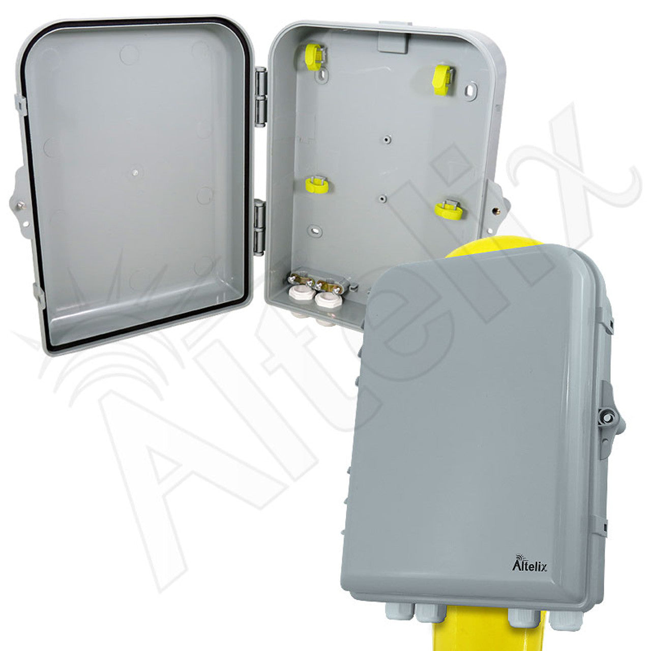 Altelix 13x10x4 Pole Mount IP66 NEMA 4X PC+ABS Weatherproof Utility Box with Hinged Door - 0