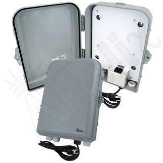 Altelix 13x10x4 PC+ABS NEMA 4X RF Transparent Outdoor WiFi Enclosure with No-Drill PVC Equipment Mounting Plate, 120 VAC Outlets & Power Cord