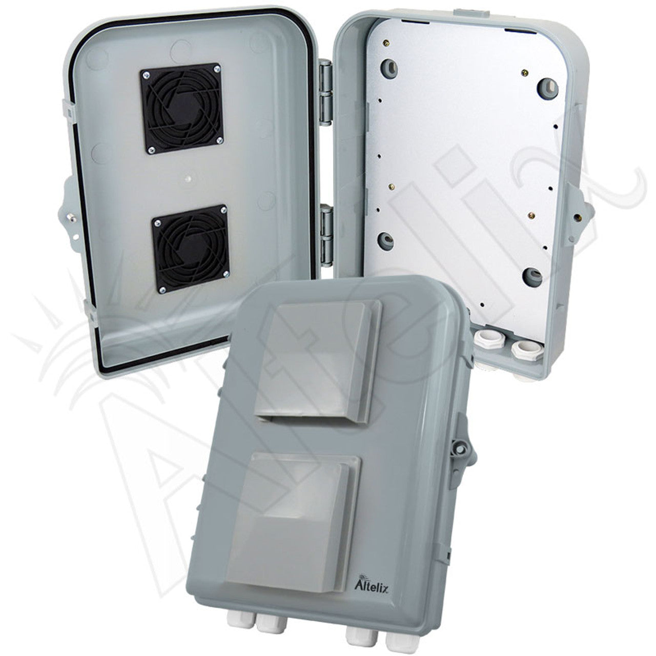 Altelix 13x10x4 PC+ABS Vented Weatherproof Utility Box NEMA Enclosure with Hinged Door and Aluminum Mounting Plate