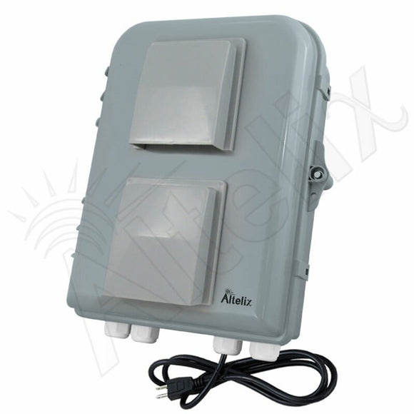 Altelix 13x10x4 PC+ABS Weatherproof Vented Utility Box NEMA Enclosure with Cooling Fan, 120 VAC Outlet & Power Cord