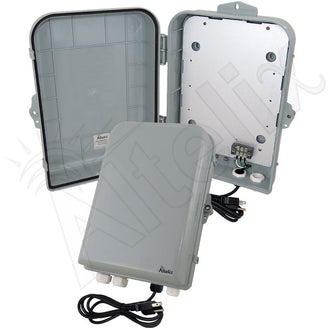 Altelix 15x10x5 NEMA 4X Polycarbonate + ABS Weatherproof Enclosure with Aluminum Mounting Plate, 120 VAC Terminal Block & Power Cord