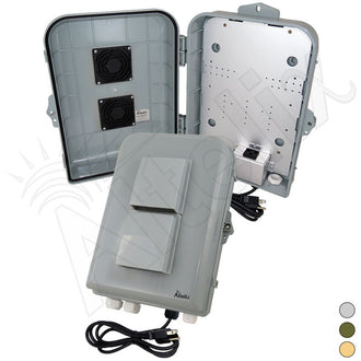 Altelix 15x10x5 Polycarbonate + ABS Vented Weatherproof Enclosure with Aluminum Mounting Plate, 120 VAC Outlet & Power Cord - 0