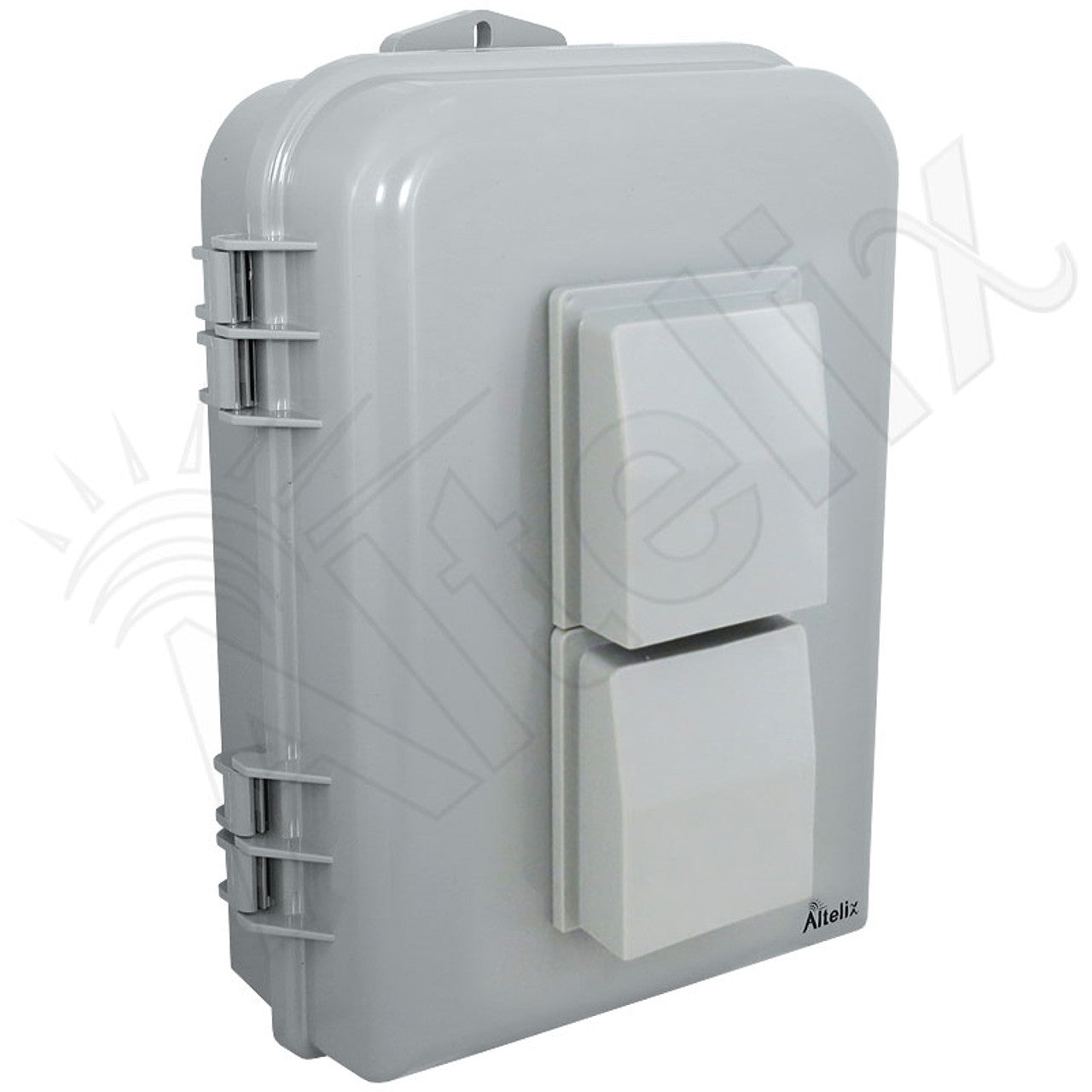 Buy gray Altelix 15x10x5 Polycarbonate + ABS Vented Weatherproof Enclosure with Aluminum Mounting Plate, 120 VAC Outlet &amp; Power Cord