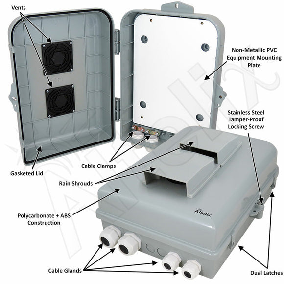 Altelix 15x10x5 Vented Polycarbonate + ABS RF Transparent Outdoor WiFi NEMA Enclosure with No-Drill PVC Equipment Mounting Plate