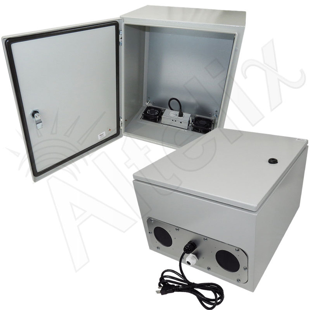 Altelix Steel Heated Weatherproof NEMA Enclosure with Dual Cooling Fans, 200W Heater, 120 VAC Outlets and Power Cord-3