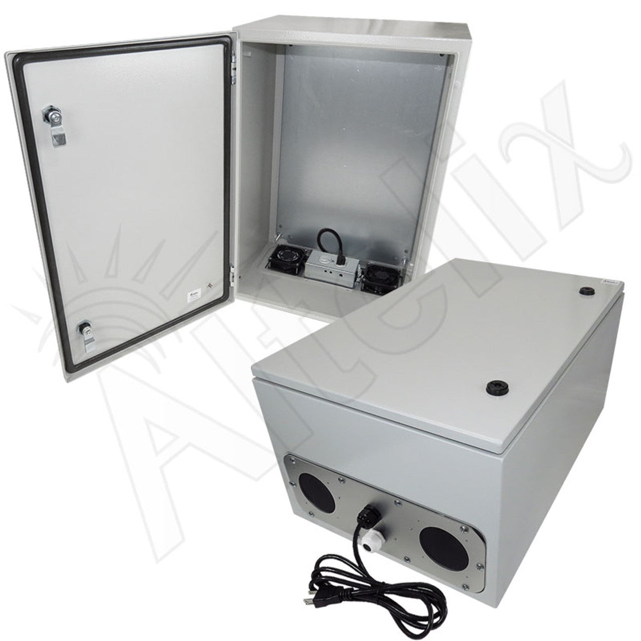 Altelix Steel Heated Weatherproof NEMA Enclosure with Dual Cooling Fans, 200W Heater, 120 VAC Outlets and Power Cord-4