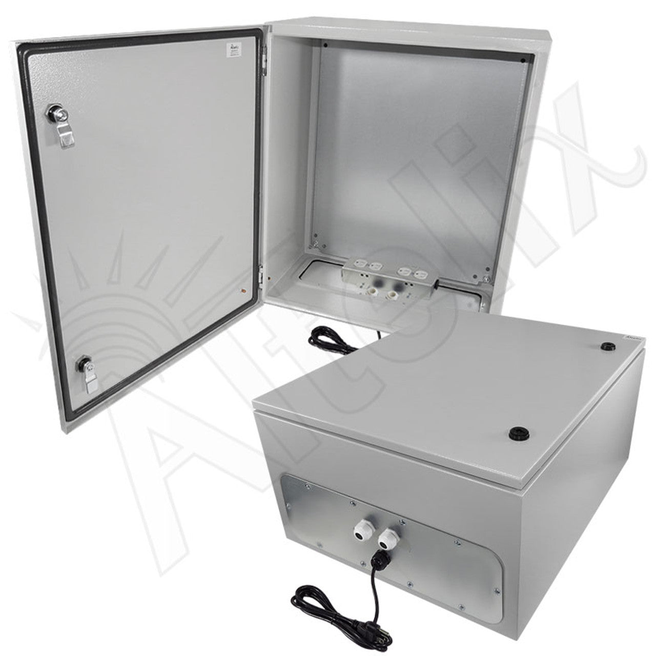 Altelix NEMA 4X Steel Weatherproof Enclosure with 120 VAC Outlets and Power Cord