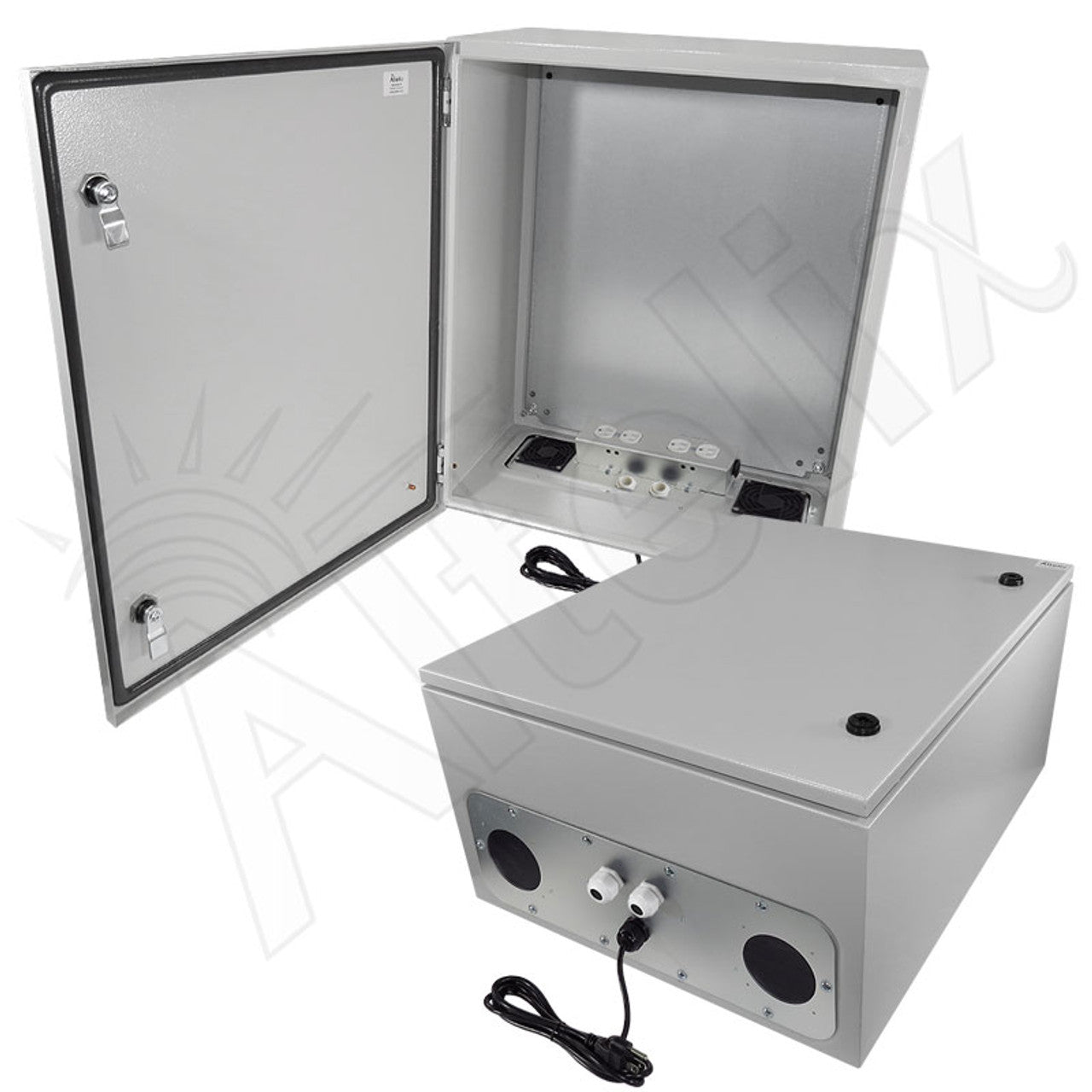 Altelix Steel Weatherproof NEMA Enclosure with Dual 120 VAC Duplex Outlets and Power Cord