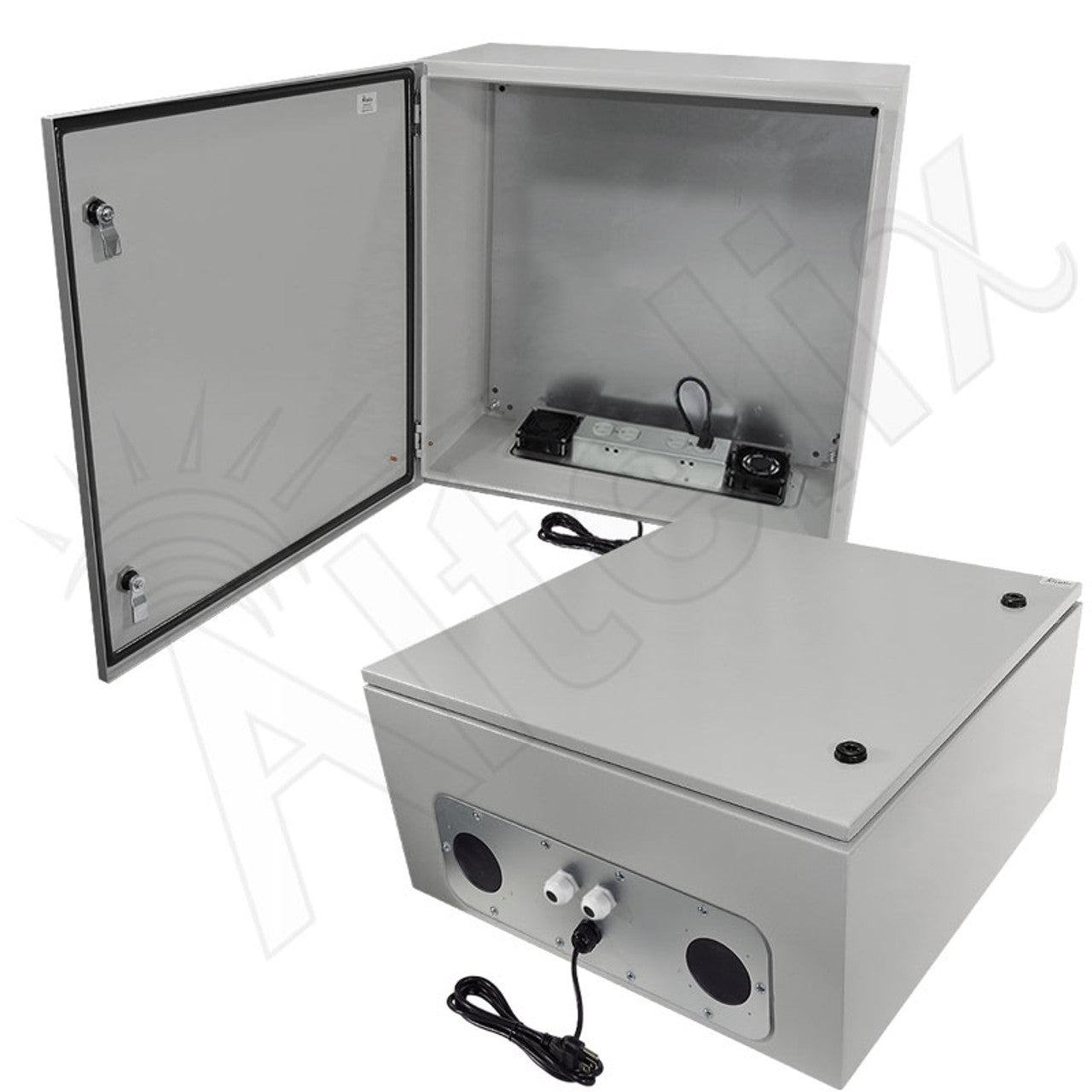Altelix Steel Heated Weatherproof NEMA Enclosure with Dual Cooling Fans, 200W Heater, 120 VAC Outlets and Power Cord-6
