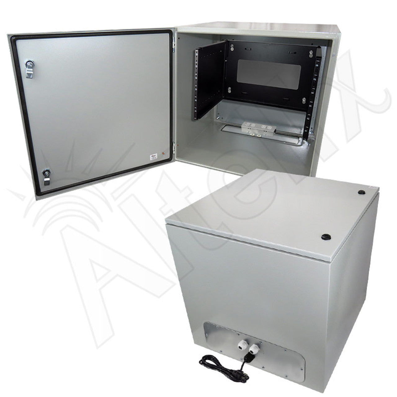 Altelix 19" Wide 6U Rack NEMA 4X Steel Weatherproof Enclosure with 120 VAC Outlets and Power Cord-4