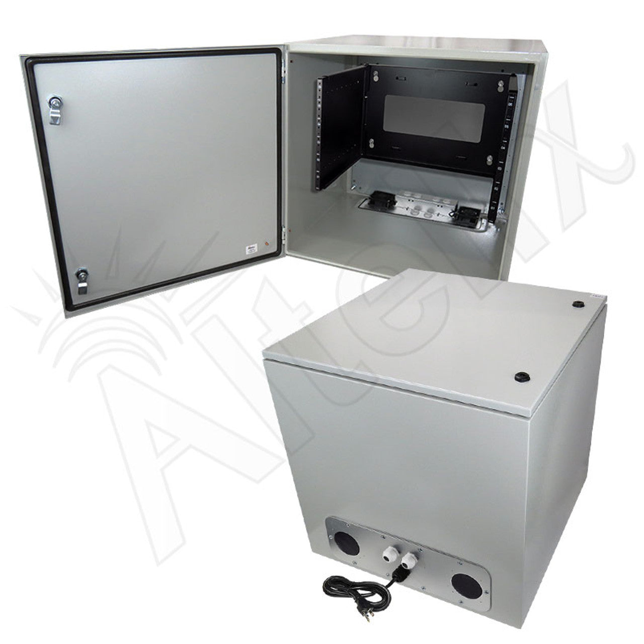 Altelix 120VAC 20A Steel NEMA Enclosure for UPS Power Systems with 19" Wide 6U Rack, Dual Cooling Fans, 20A Power Outlets & Power Cord-4
