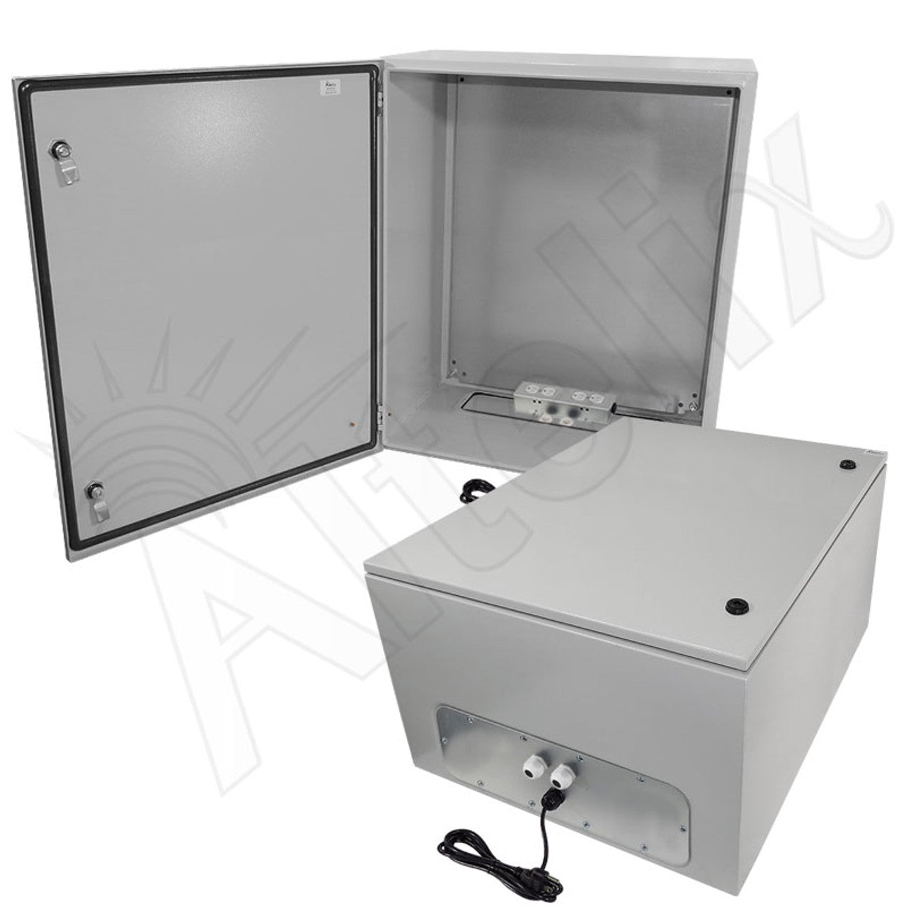 Altelix NEMA 4X Steel Weatherproof Enclosure with 120 VAC Outlets and Power Cord