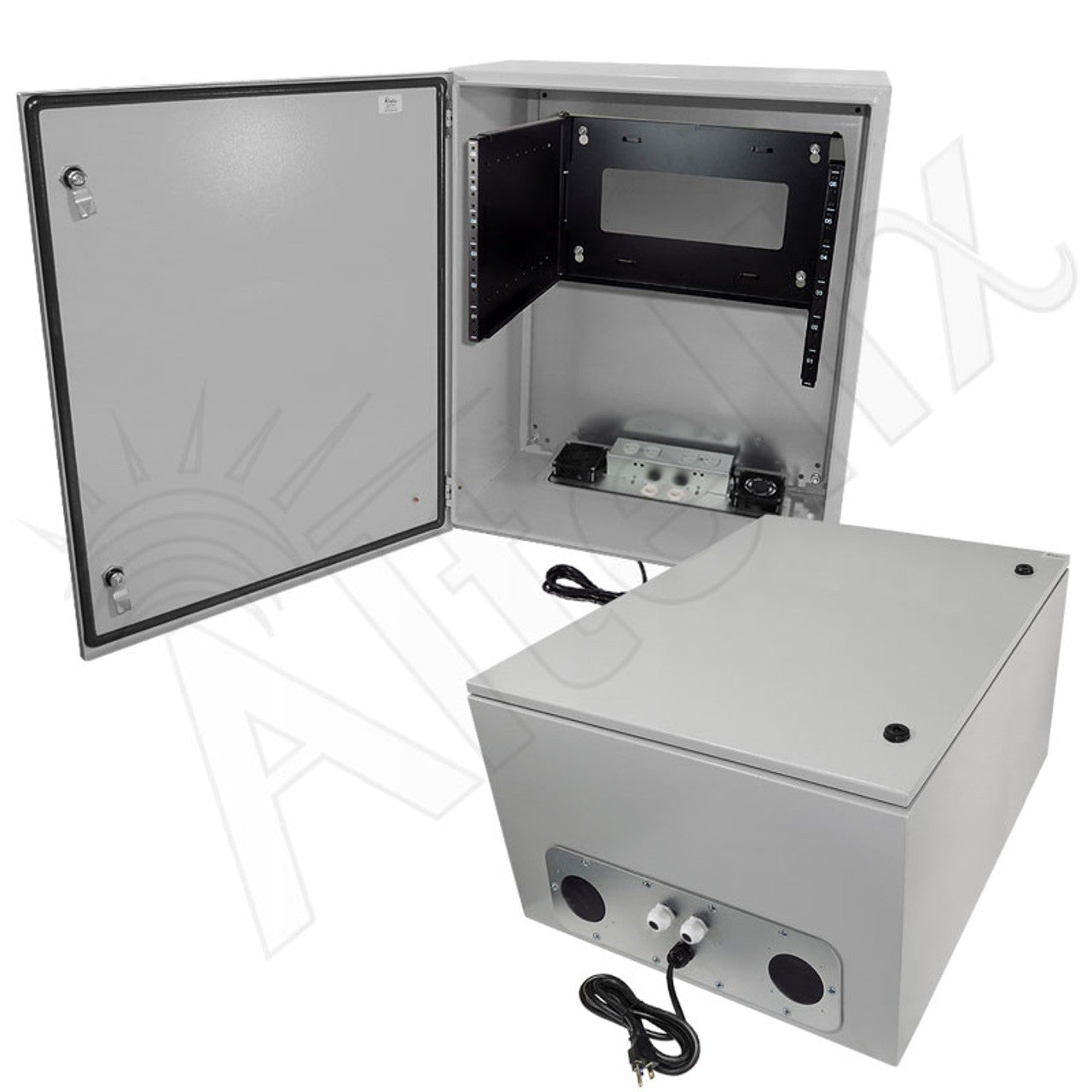 Altelix 120VAC 20A Steel NEMA Enclosure for UPS Power Systems with 19" Wide 6U Rack, Dual Cooling Fans, 20A Power Outlets & Power Cord-5