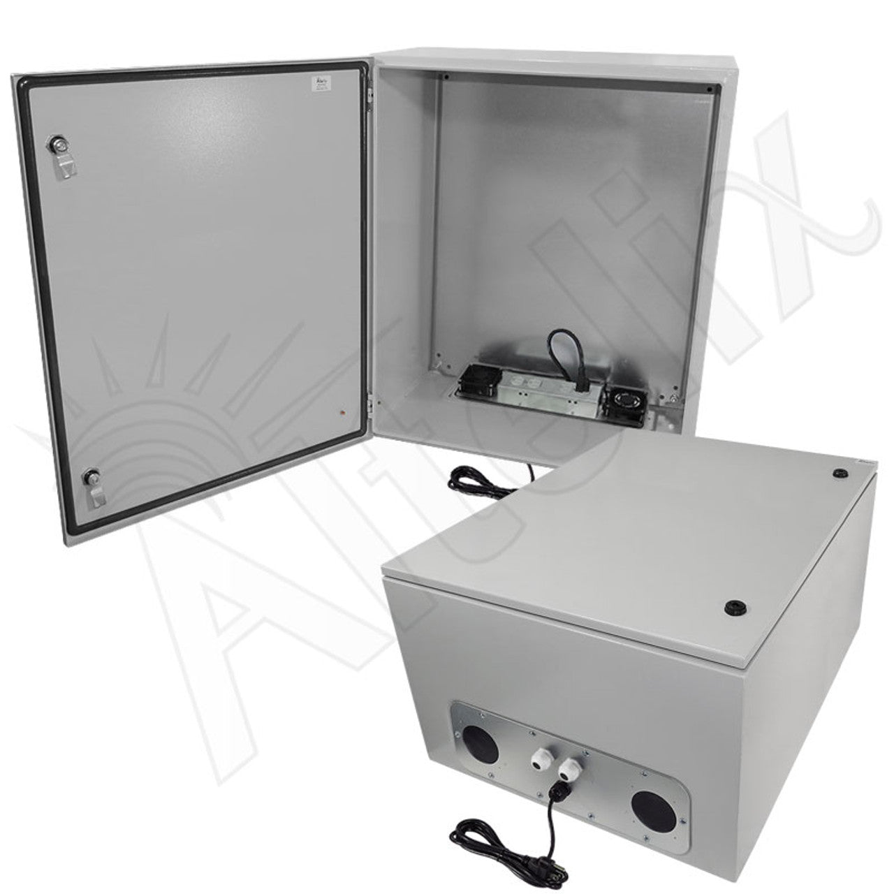 Altelix Steel Heated Weatherproof NEMA Enclosure with Dual Cooling Fans, 200W Heater, 120 VAC Outlets and Power Cord-9
