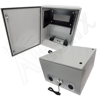 Altelix 19" Wide 6U Rack Steel Weatherproof NEMA Enclosure with Dual Cooling Fans, 120 VAC Outlets and Power Cord
