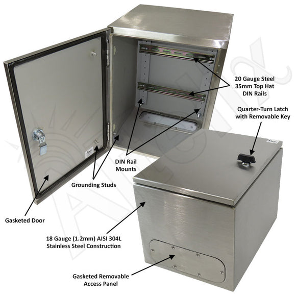 Altelix Industrial DIN Rail NEMA 4X Stainless Steel Weatherproof Enclosure