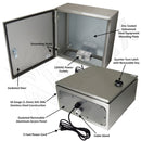 Altelix NEMA 4X Stainless Steel Weatherproof Enclosure with 120 VAC Outlets and Power Cord-2