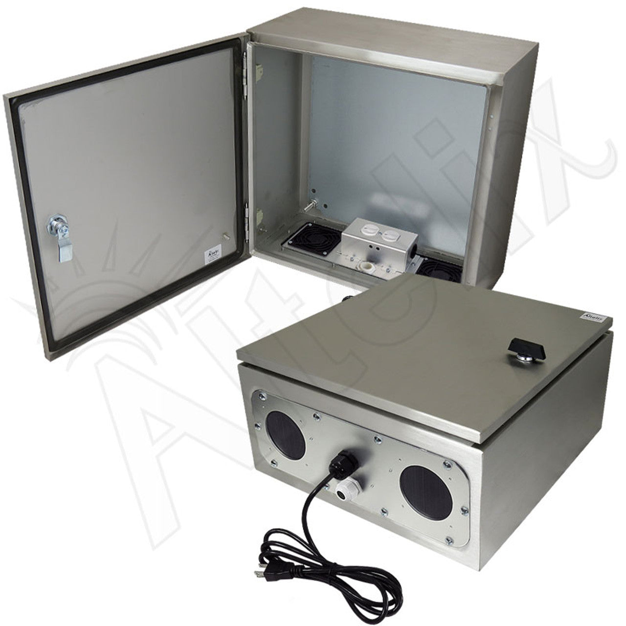 Altelix Vented Stainless Steel Weatherproof NEMA Enclosure with 120 VAC Outlets and Power Cord