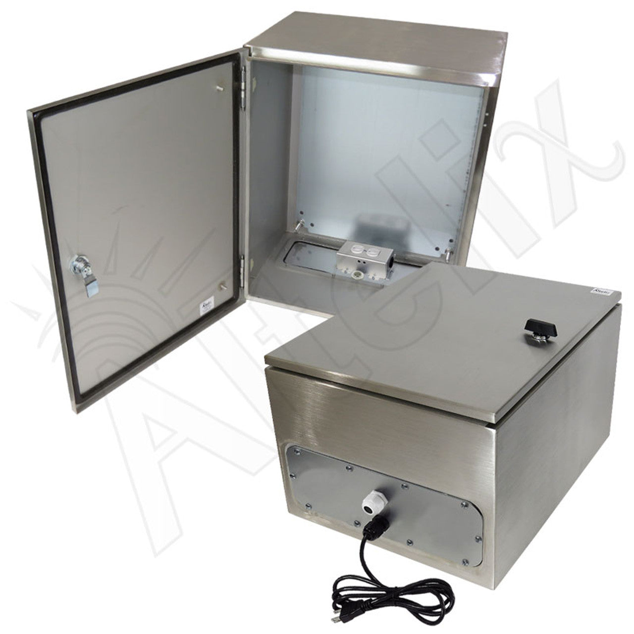 Altelix NEMA 4X Stainless Steel Weatherproof Enclosure with 120 VAC Outlets and Power Cord-3