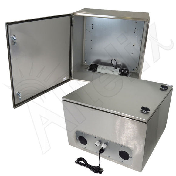 Altelix Stainless Steel Heated Weatherproof NEMA Enclosure with Dual Cooling Fans, 200W Heater, 120 VAC Outlets and Power Cord