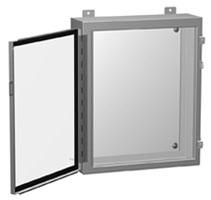 1418 Series Painted Mild Steel Enclosures with Continuous Hinge Clamped Cover Includes Inner Panel